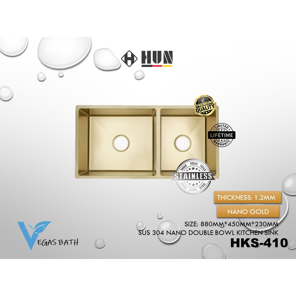 HUN HKS 410 NANO GOLD KITCHEN SINK(880mm*450mm*230mm) | Shopee Malaysia