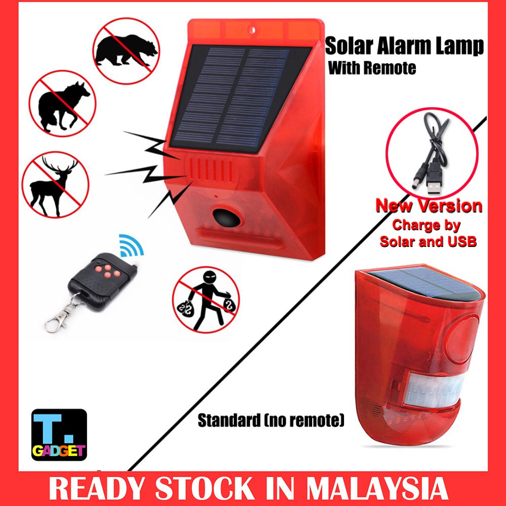 Solar Warning Light Waterproof Sound Light Alertor Security Alarm Lamp