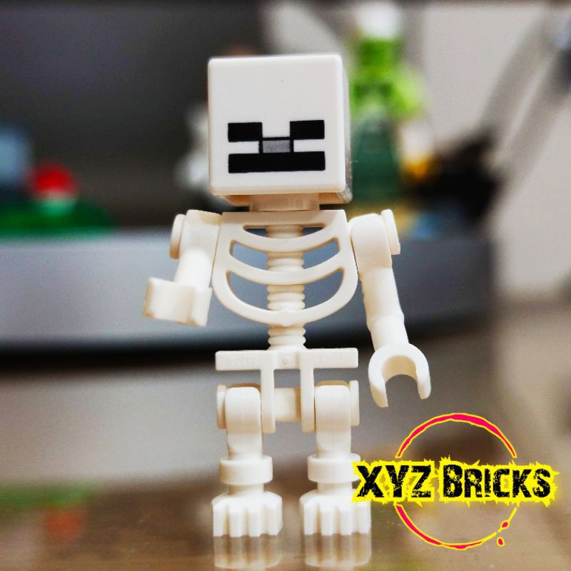 LEGO MIN011 - Minecraft Skeleton with Cube Skull Minifigure | Shopee ...
