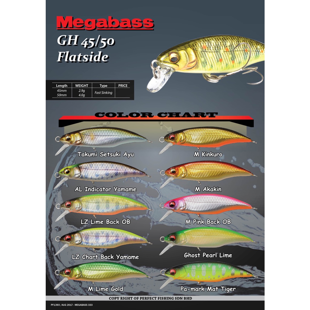 MEGABASS fishing lure GH45/50 FLATSIDE FAST SINKING LURE Shopee Malaysia
