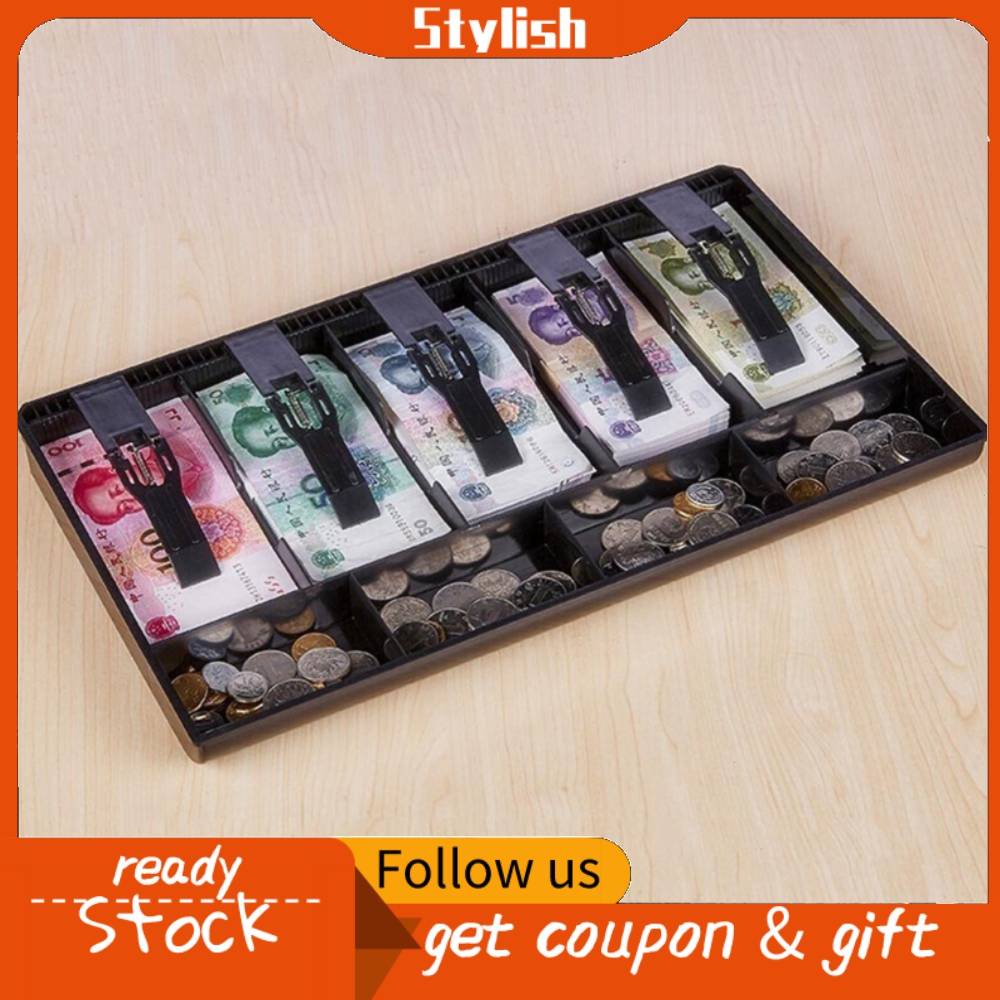 Cash Tray Cash Drawer,Cash Drawer Register Insert Tray Replacement,5 Grids  And 4 Coin Boxes Design For Petty Cash Money Storage Box(Black Cash  Register Drawer
