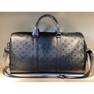 Louis Vuitton Bag Black Embossed Premium Unisex Backpack With Dust