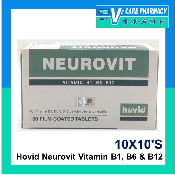 Hovid Neurovit Vitamin B1, B6 & B12 3X10'S / 10X10'S (Exp: 08/2024 ...