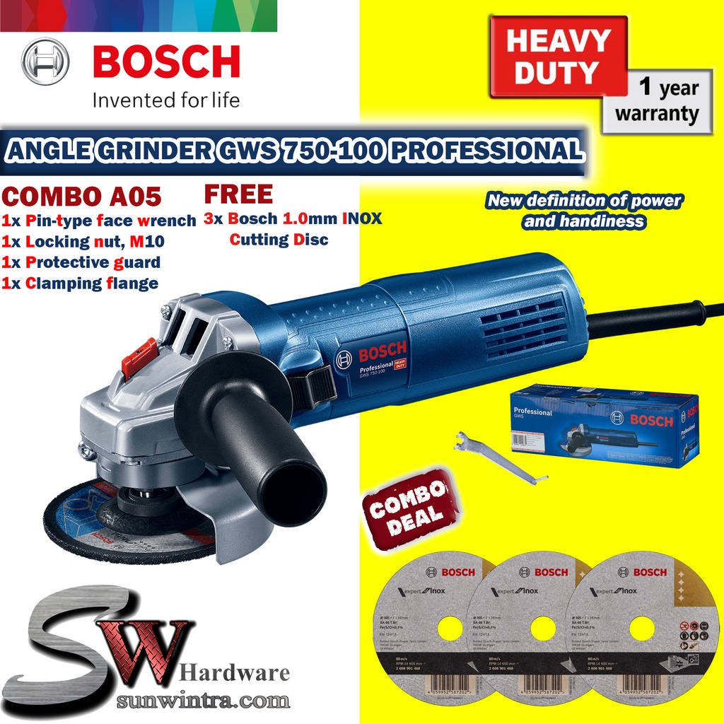 COMBO Bosch Angle Grinder GWS750100 Professional Different type