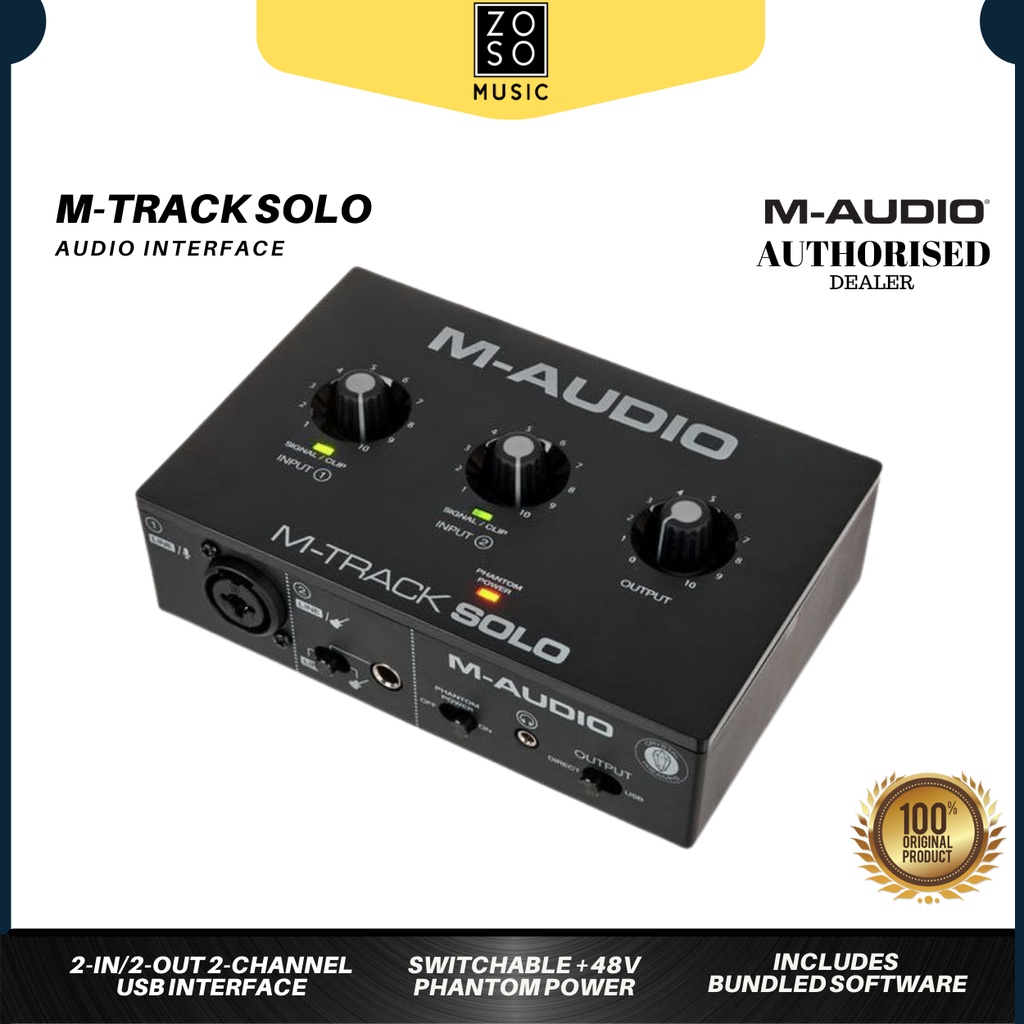 M-AUDIO M-TRACK SOLO 2 IN 2 OUT USB AUDIO INTERFACE W/01 MIC PREAMP (M ...