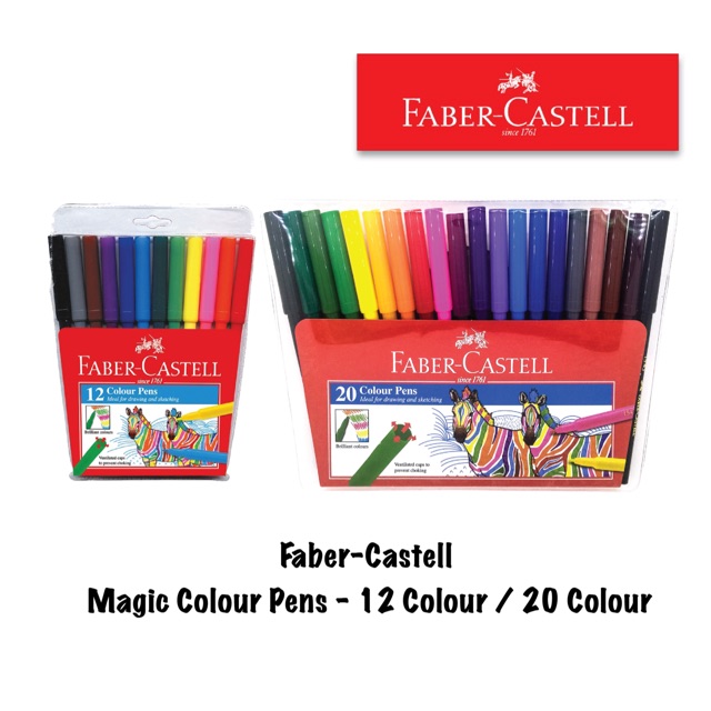 Faber Castell Fibre Tip Colour Pens Pack of 12 / 20 Colours Markers 