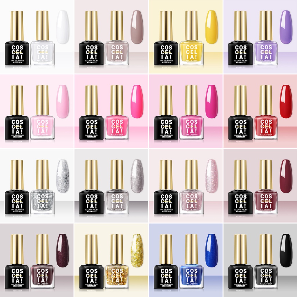 Coscelia 7ml 2PC Nail Gel Polish and Nail Lacquer Set New Art Nail