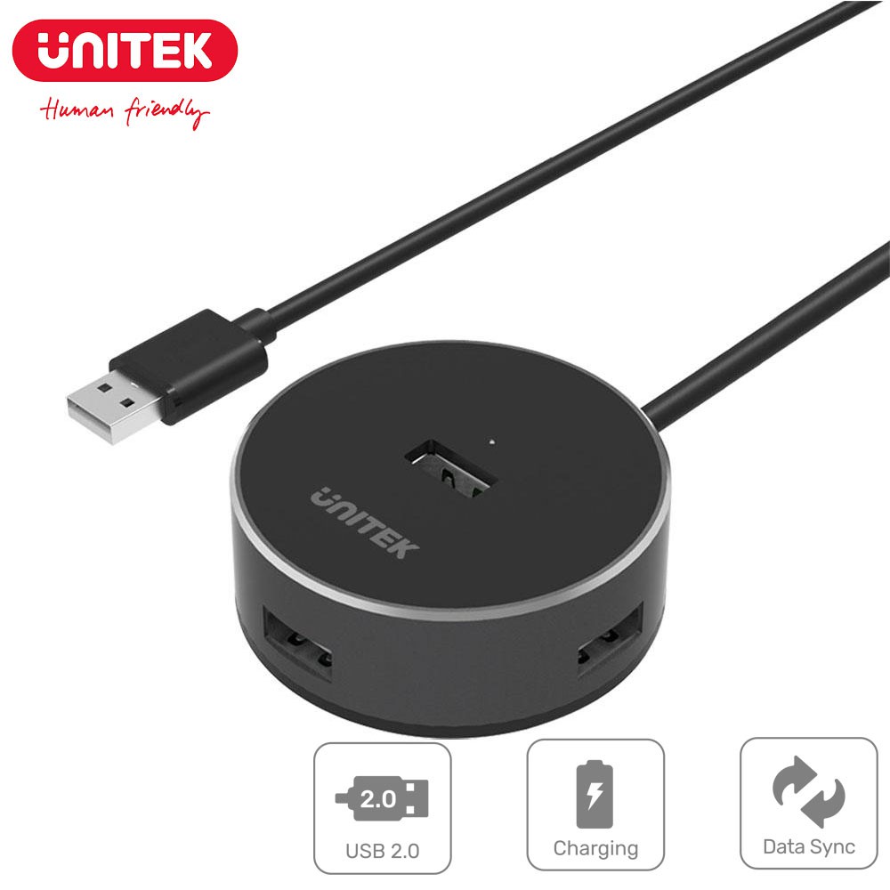 Unitek Hub Series 4Port USB 2.0 Expansion Hub In CNC Aluminium Frame