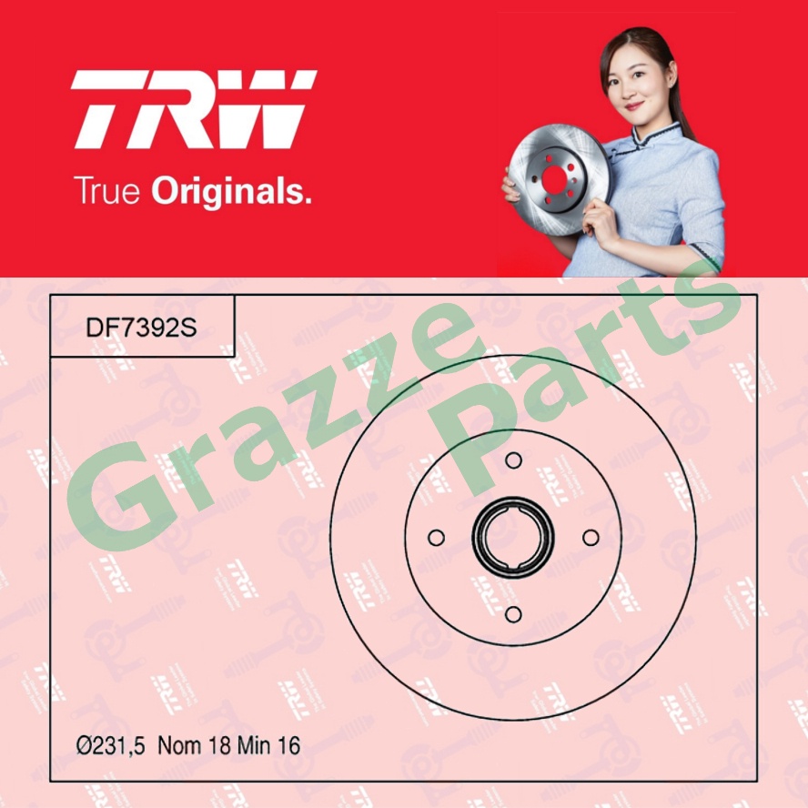 (1pc) TRW Disc Brake Rotor Front Left / Right for Ford Mazda Econovan ...