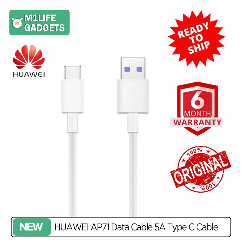 HUAWEI AP71 Data Cable 5A Type C Cable Fast Charging Cable Quick USB A to Type C (1M) Shopee