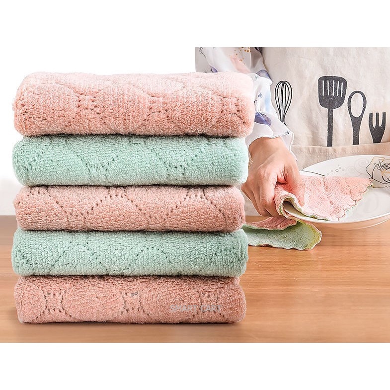 Kitchen Dish Towel Non-stick Oil Double-layer Dish Washing Cloth