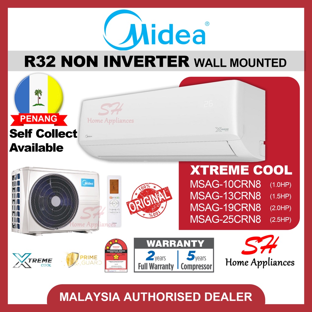 Midea R32 Air-conditioner Xtreme Cool MSAG Non-inverter AIRCOND 1.0HP 1.5HP 2.0HP 2.5HP