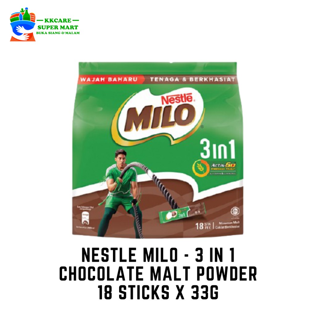 Nestle Milo 3 IN 1 Chocolate Malt Powder Active Go (18 Sticks x 33g) Shopee Malaysia