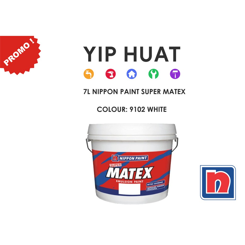 7L NIPPON PAINT SUPER MATEX PAINT 9102 White Shopee Malaysia