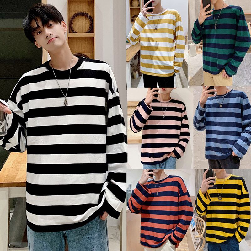 Mens black and white striped t shirt best sale