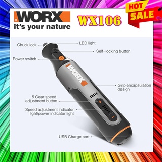 WORX WX106 Grinding Machine USB 8V DC 64W Mini Wireless Rotary Tools ...