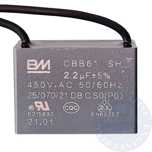 Condensatore CBB61 4uF 450V AC 2 Pin, In Polipropilene Per Ventilatore Da Soffitto E Motori Monofase