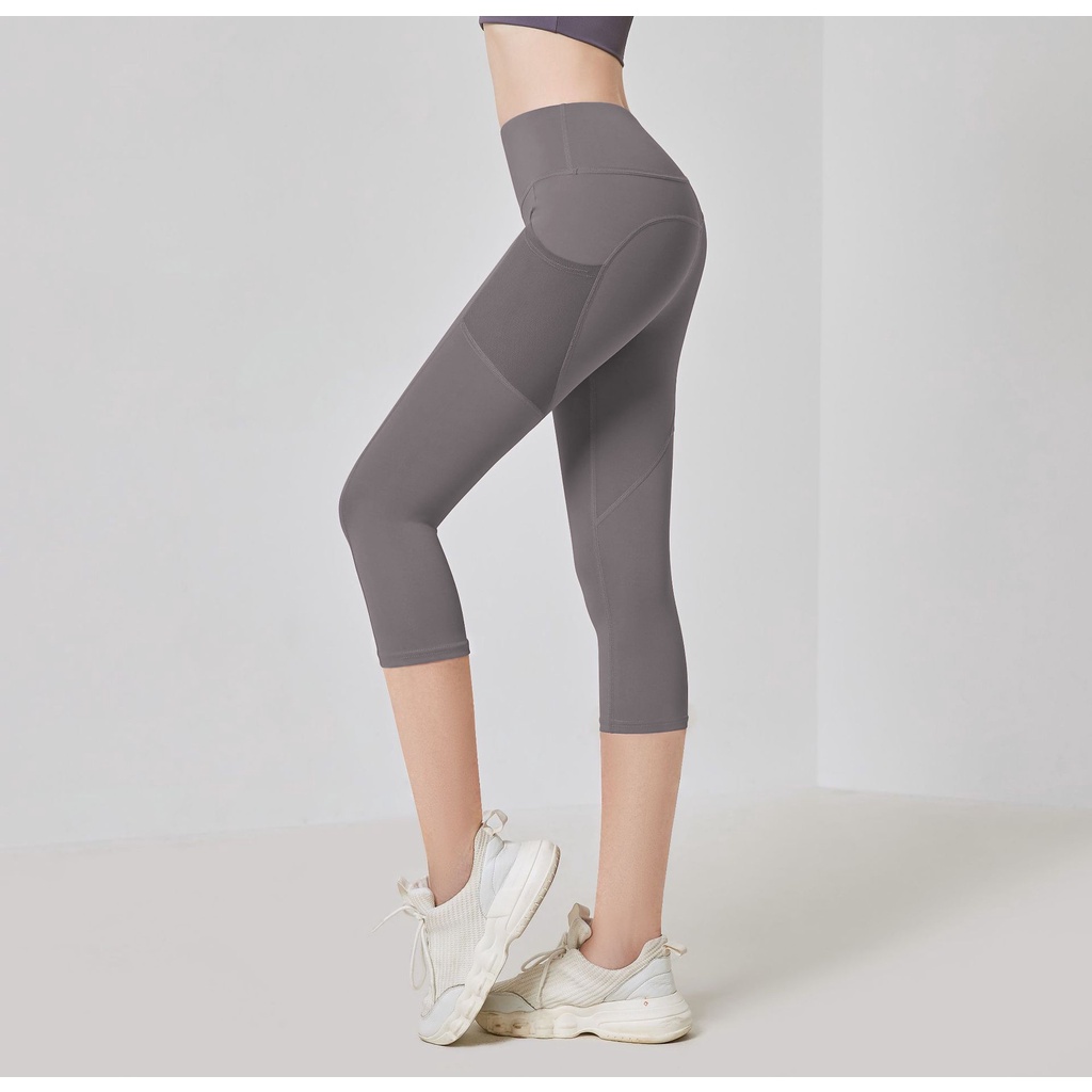 High waist Running pants yoga fitness cropped mesh Push up sports pants ...