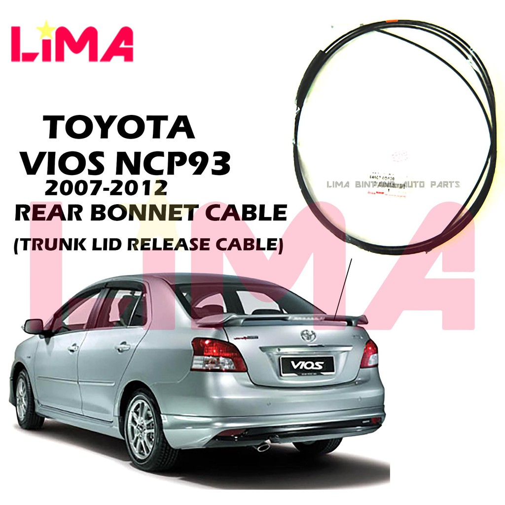 TOYOTA VIOS NCP93 REAR CABLE TRUNK LID RELEASE CABLE *ORIGINAL