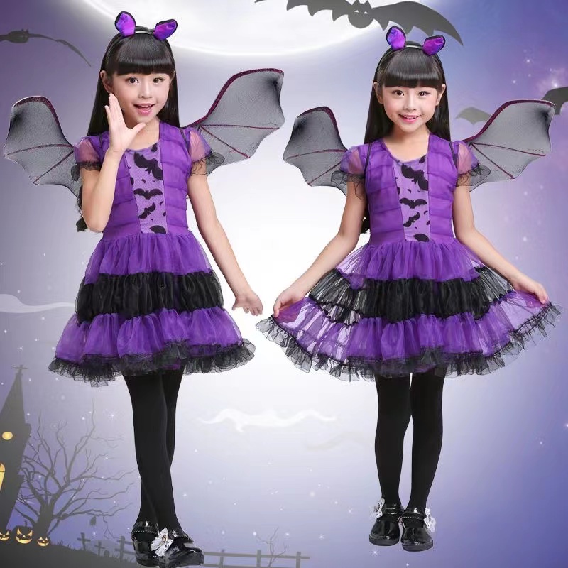 Halloween Girls Witch Dress Carnival Party Toddler Kids Bat