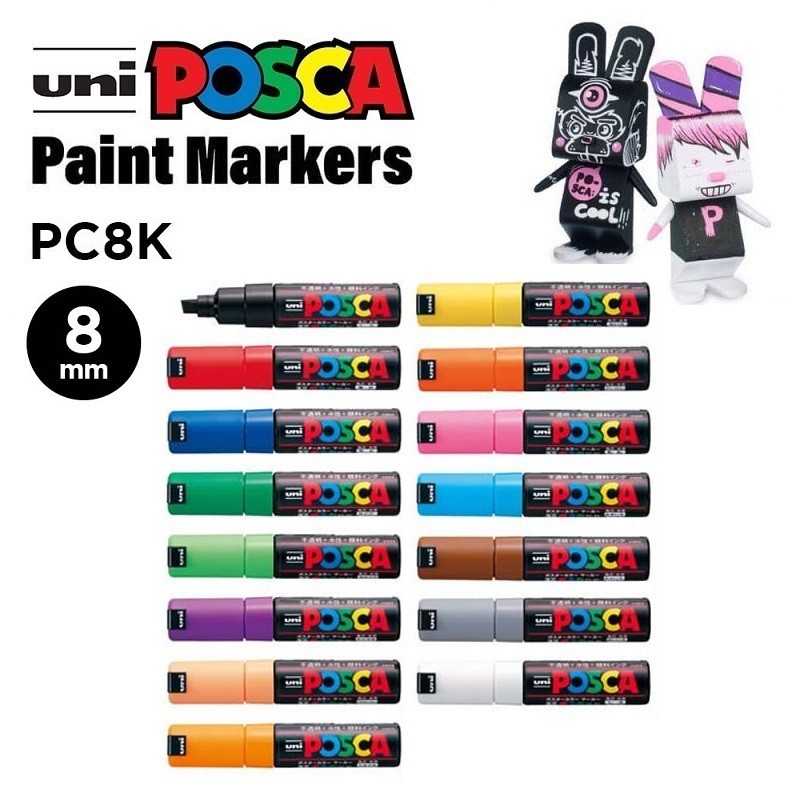 Uni Posca Paint Marker PC8K multi-material drawing pen, 8mm stroke size ...