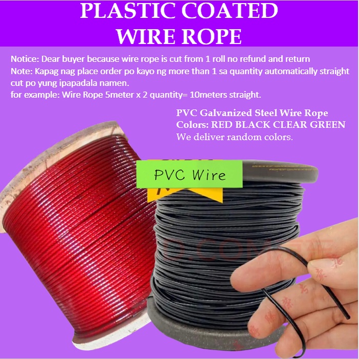 Mago 3mm PVC 4-20 Meters Plastic Coated Galvanized Steel Wire Rope ...