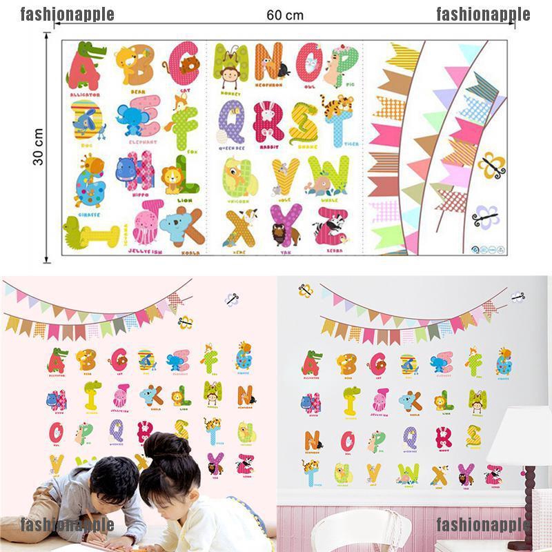 Animals Alphabet Removable Wall Decal Stickers For Baby Nursery Room ...