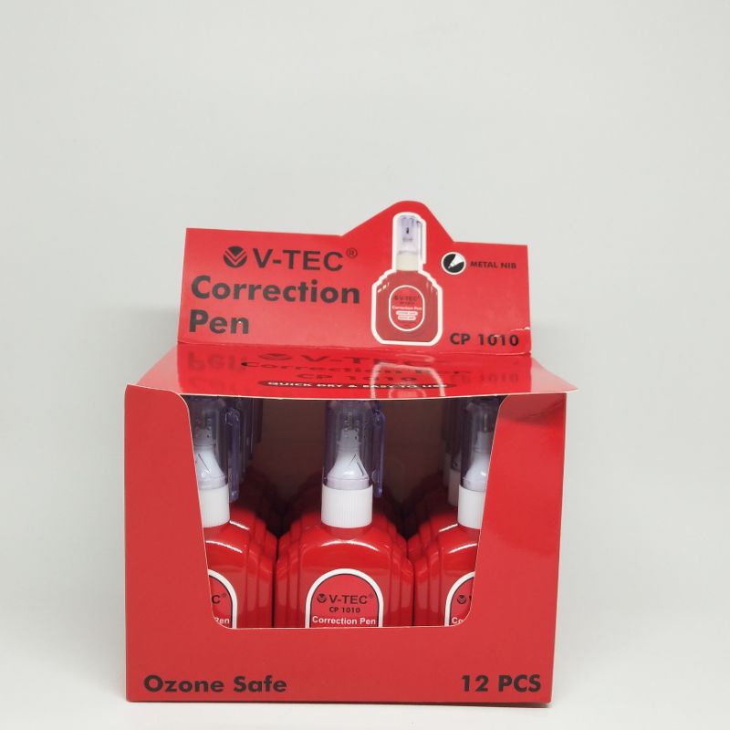 MERAH Tip-ex/ Correction Pen Liquid V-tec CP-1010 Red 10ml (1 box ...
