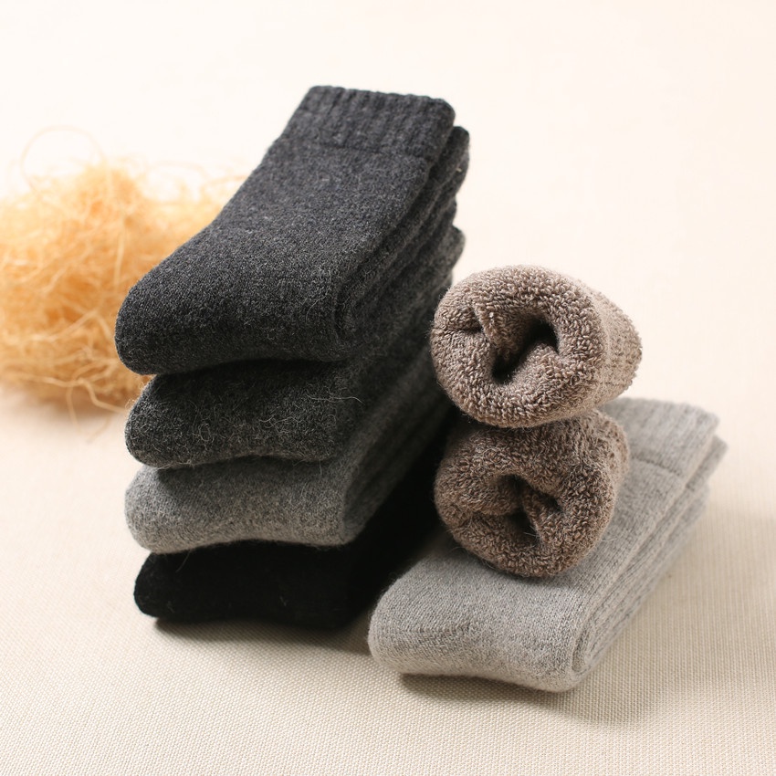 Mens Winter Warm Wool Socks Thermal Cozy Socks Hiking Soft Casual Socks ...