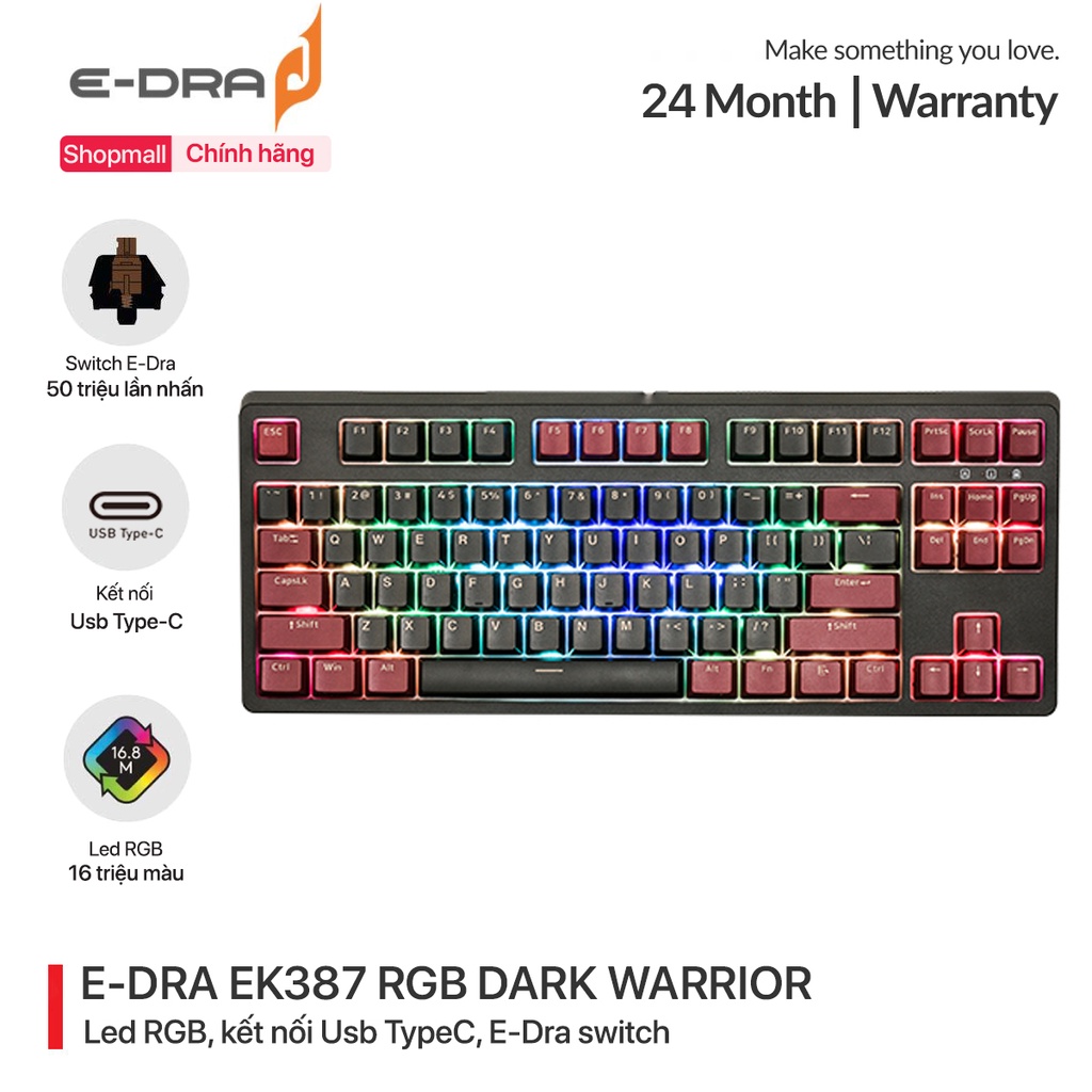 E-dra EK387 RGB Dark Warrior Wired Mechanical Gaming Keyboard - 2022 ...