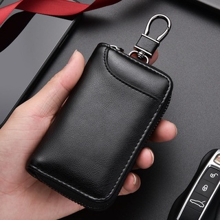 Leather Key Pouch with Pull Strap Case Holder Bag Ring Organizer House Car  Keys
