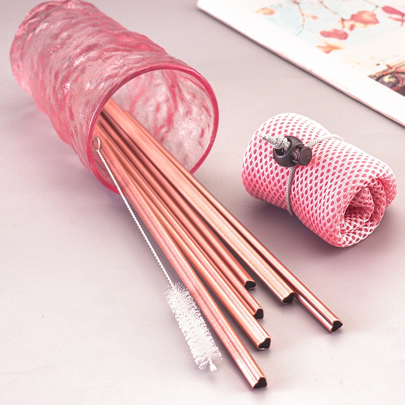 Pink straw 304 stainless steel straw ins style creative hotel home pink ...