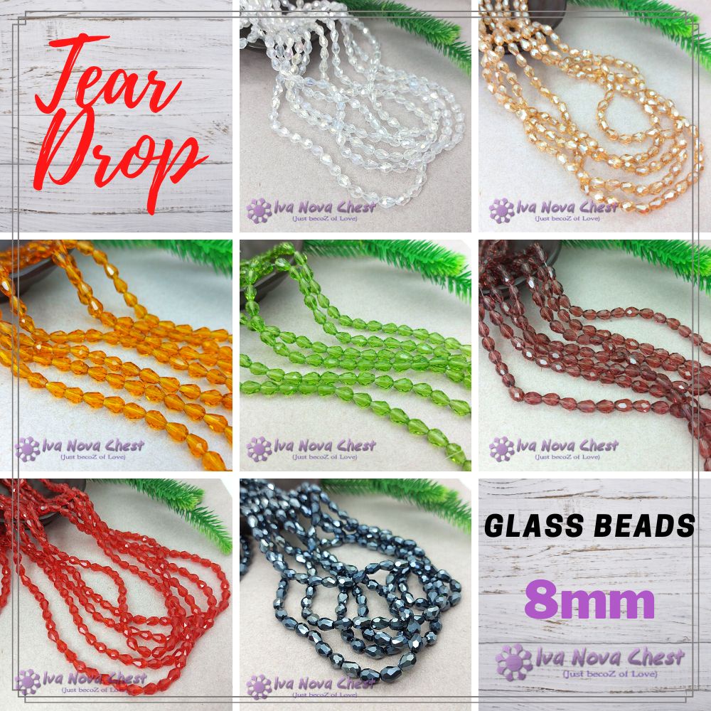 Tear Drop Glass Crystal Beads Faceted 8mm Jewellery Making DIY Beading ...