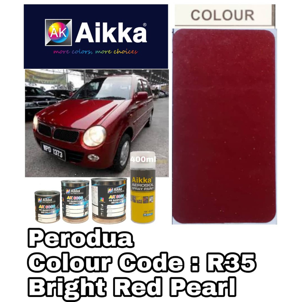 Perodua KANCIL R35 BRIGHT RED PEARL 2K Cat AIKKA Car Paint /Touch Up