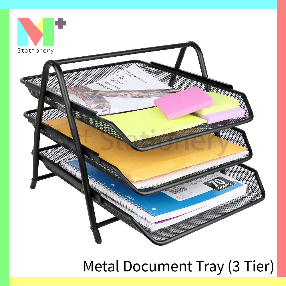 (3 Tier) Metal Office Desktop Organizer File Document Letter Paper Tray ...