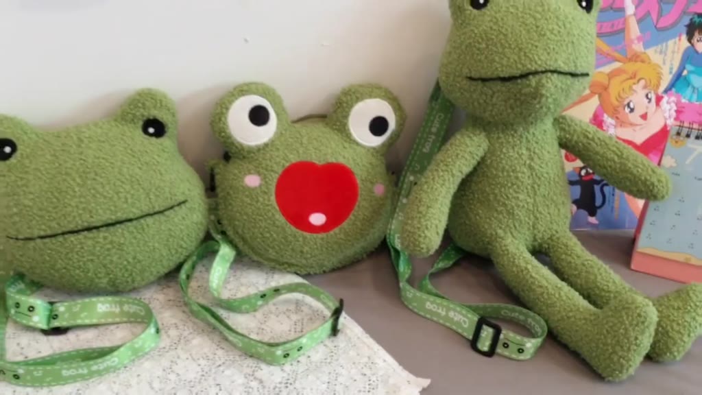 AHMED Frog Messenger Bag Student Soft Cute Cartoon Green Frog Shopper ...