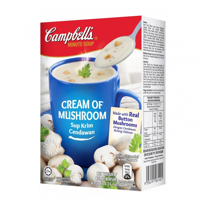 ⚡24hour Delivery⚡campbells Cream Of Mushroom Soup Tin 290g Kotak 3x168g Wild Mushroom 5843