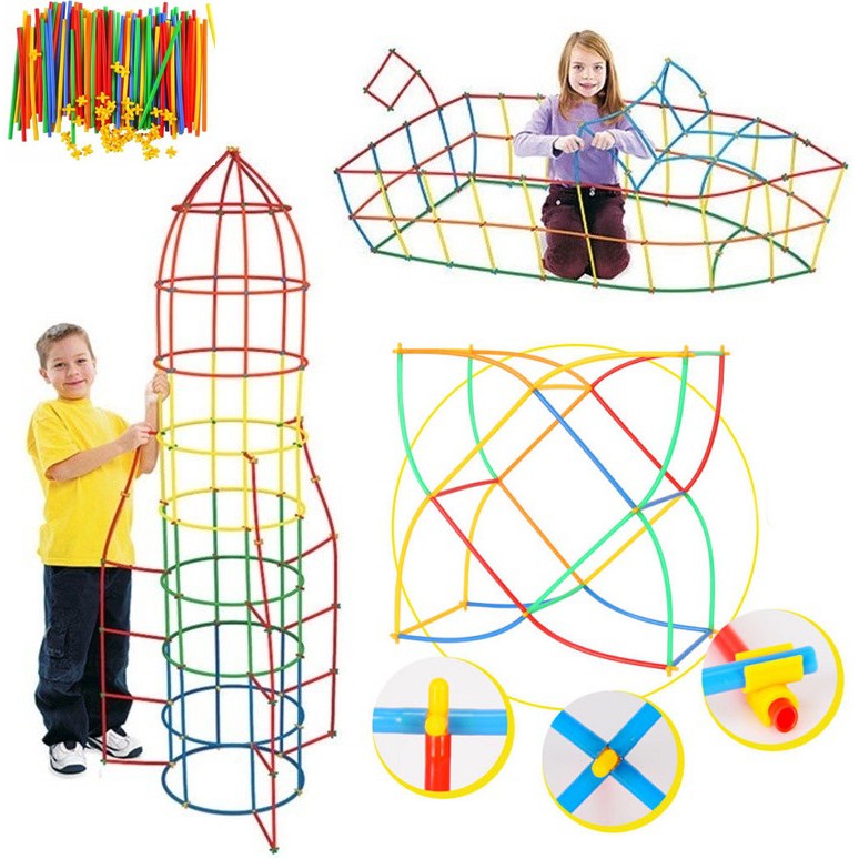 [Stok di KL] 3D Straw Building Blocks Toys Children Space Thinking ...