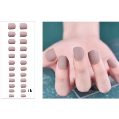 24pcs Simple Short Square Fake Nails with Double Side Sticker | Shopee ...