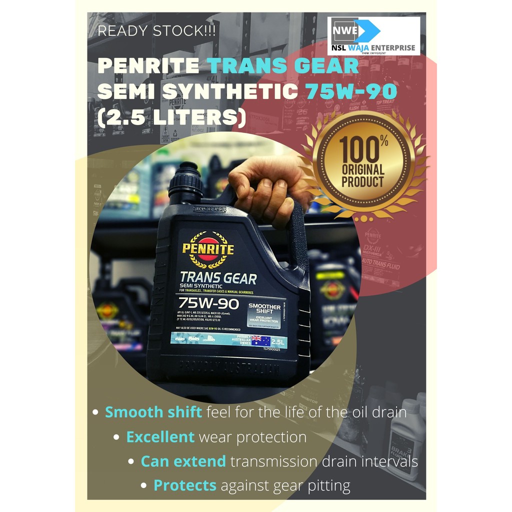 Manual 75W90 Gearbox Oil Penrite Trans Gear Semi Synthetic API GL4 GL5