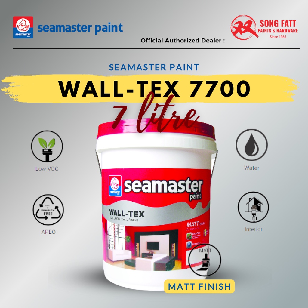 Seamaster Paint WALL-TEX PLUS Emulsion 7700 Mix (WHITE/COLOUR) 7L ...