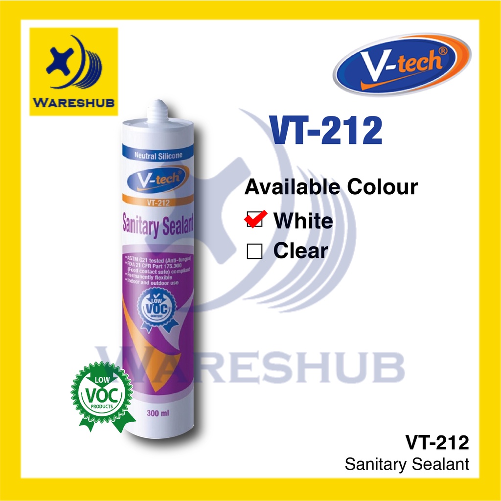VTech VT212 Sanitary Sealant 300ml Toilet Silicone Sealant Waterproof