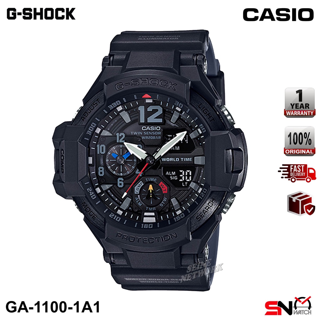 Casio G Shock GA 1100 Gravitymaster Series Twin Sensor Analog Digital Resin Band Men Sports Watch Shopee Malaysia