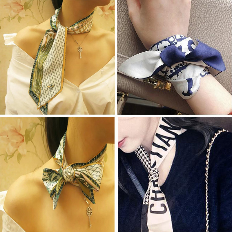 018 Small Ribbon Scarf Binding Bag Handle Tied Silk Scarf Small Ribbon ...