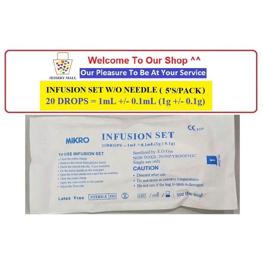INFUSION SET 20 DROPS WITHOUT NEEDLE (5'S/PACK) | Shopee Malaysia