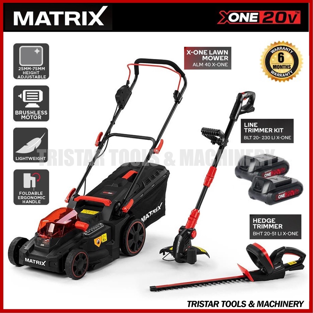 Lawn mower and discount hedge trimmer set