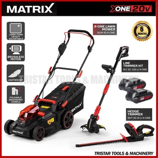 Cordless lawn mower online and hedge trimmer set