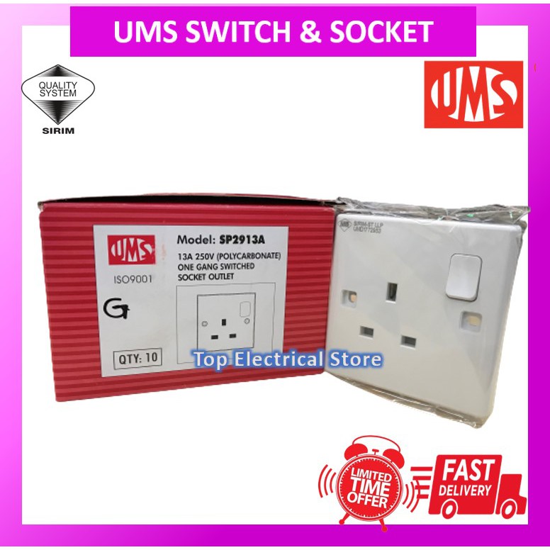 UMS 2913 SWITCH SOCKET OUTLET 13A / SBE BAKELITE SOKET SUIS 1G PLUG UMS ...
