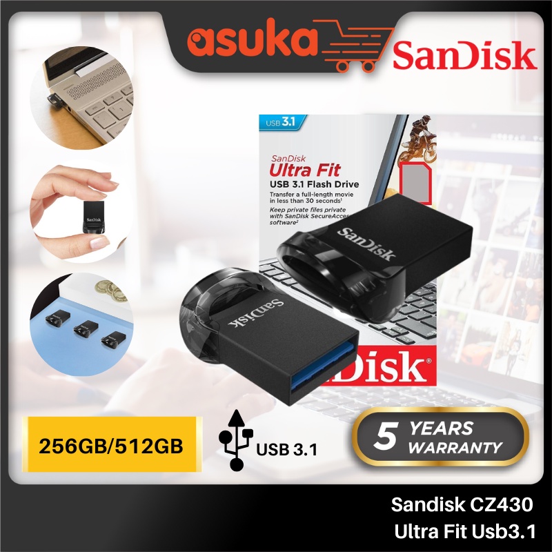 Sandisk CZ430 256GB/512GB Ultra Fit Usb3.1 Flash Drive (SDCZ430-256G ...