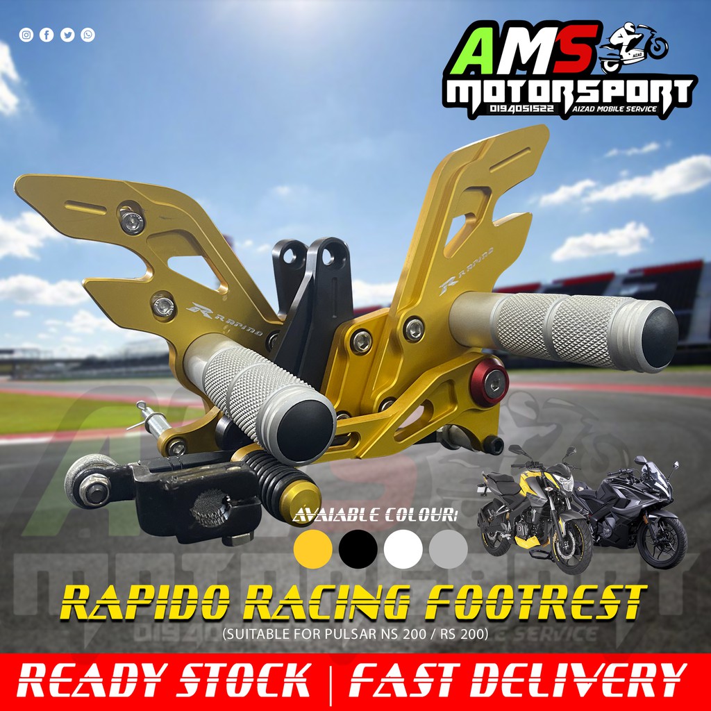 RAPIDO FOOTREST RACING NS200 / RS200 100 NEW Shopee Malaysia